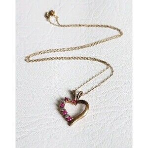 Ross Simons Pink Spinel Heart Pendant Necklace 925 Sterling Silver Vermeil